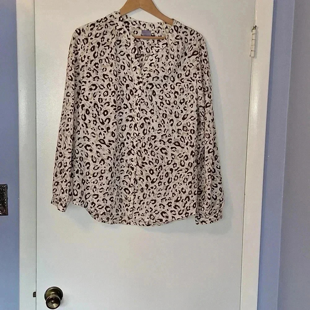 Laura Scott Blouse Long Sleeve Cheetah Print